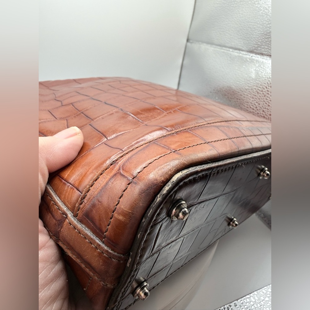 Vintage Dooney & Bourke Brown Croco Embossed Leather Hobo‎ Bag + Wallet USA - Picture 7 of 16